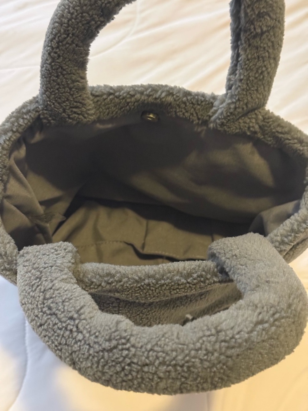 NEW Prada Beauty VIP (GWP) Gray Teddy Mini Tote Bag  | Soft Sherpa - Picture 4 of 5
